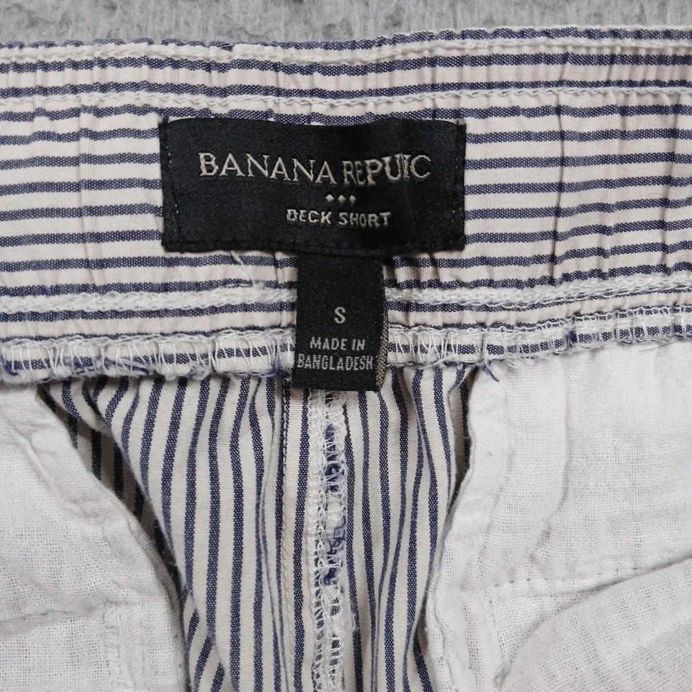 Banana Republic Deck Shorts Men's S Blue‎ White Stripe Drawstring